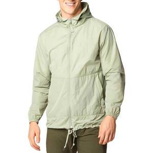 Chaqueta de lluvia con capucha y cremallera personalizada para hombre, cortavientos transpirable para exteriores con MOQ bajo, abrigos de tela impermeables al por mayor - Product Image 1