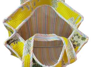 Fabricant grossiste grand sac fourre-tout en coton Designer coton épaule imprimé matelassé sac de voyage à la mode cadeau amical pour - Product Image 6