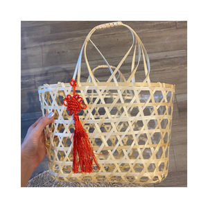 ตะกร้าไม้ไผ่ใส่ของตกแต่งของขวัญตะกร้าไม้ไผ่ธรรมชาติงานแฮนด์เมด - Product Image 4