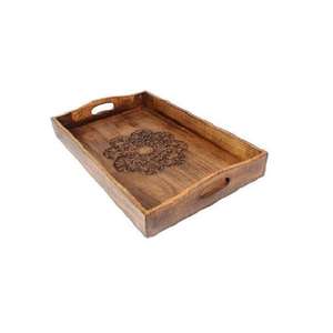 Premium Elegant Rustic Modern Rectangle Wooden Serving Tray Wedding and Diwali Dining Table Decorative Tray for Ramadan - Product Image 4