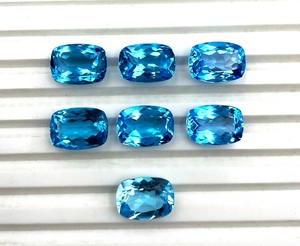 10X14มม. เบาะสวิสสีฟ้าบุษราคัมตัดเป็นพลอยหลวมสำหรับทำเครื่องประดับลูกปัดสีฟ้าบุษราคัม - Product Image 1