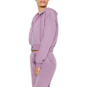 Hoodies zippés personnalisés pour femmes, style streetwear d'hiver, coupe courte, manches longues, en coton, épaules tombantes, respirants, motif lettres - Product Image 3