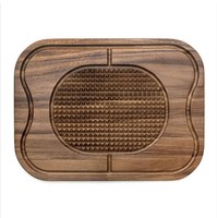 Papan Steak kayu akasia aman untuk makanan piring saji kayu alami dengan alur jus papan Saji kayu tebal untuk pengisi daya
