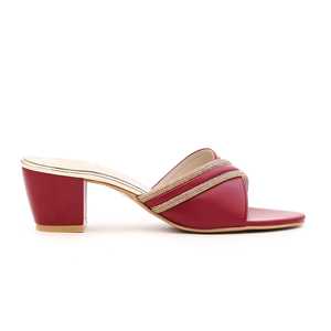 Maroon <b>Heeled</b> <b>Sandals</b> Fancy Slipper FN7618 - Product Image 3