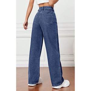 Stylish Fashion <b>Women</b> <b>Stretch</b> Cotton Wide Leg Stone Blue <b>Jeans</b> High Rise Loose Fit Durable Denim Plating Eco-Friendly Modern - Product Image 5