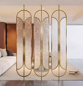 Modern PVD Gold Folding Room Divider 304 Stainless Steel Ideal Privacy <b>Screen</b> for Living Room Office and Restaurant Interior - Product Image 4