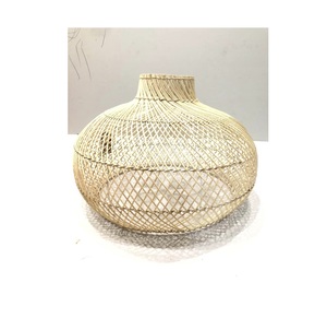 Lámpara de pie de bambú, colgante de sombra de luz de pie de madera, cesta de trampa de pesca, de ratán tejido Natural Base, enchufe rústico Flexible - Product Image 1