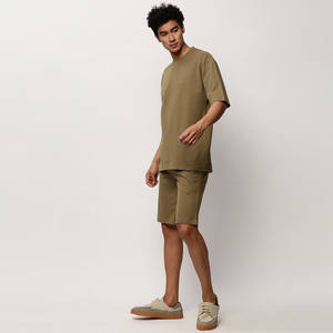 2025 New 100% Cotton Summer T-Shirt <b>Shorts</b> Set Breathable Spray-Dye Wash Water Make <b>Vintage</b> Personalized Beathable for Summer - Product Image 2