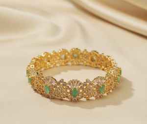Enamel Open Bangle Bracelet for Women Palace Style <b>Chinese</b> Jingtailan Inspired Fashion Jewelry with Cloud Brocade Design - Product Image 2