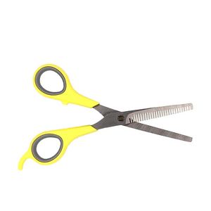 กรรไกรตัดผมสเตนเลสแบบมีสไตล์พร้อมที่จับพลาสติกที่วางปลายใบมีดตรงและที่วางนิ้วสำหรับผมบาง - Product Image 6