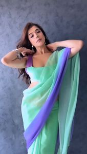 India superventas BollyWood hermosa impresionante elegante Georgette Saree Ropa Étnica mirada más de moda última blusa mujeres niñas - Product Image 2