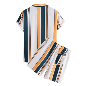 Conjuntos cortos de verano para hombre, ropa informal a la moda, conjunto de 2 piezas de color contrastante, chándal de Fitness, camiseta con pantalones cortos, chándales - Product Image 6