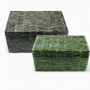 Boîte à bijoux artisanale en nacre, incrustation de coquillages, solution de rangement décorative pour les intérieurs de luxe - Product Image 3