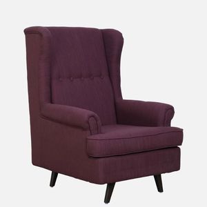 Abdero <b>Wing</b> <b>Chair</b> with Footstool Wine-Colored Fabric <b>for</b> Living Room - Product Image 3