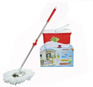Venta al por mayor 360 Spin Magic Mop Set Limpieza rápida del piso Fácil rotación Cesta inox Cubo de plástico Estructura de pie Diseño de Vietnam - Product Image 1