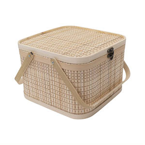 Latest Design Bamboo <b>Storage</b> Basket with Lid and Handle Health-Safe Food Gift and Picnic <b>Storage</b> Durable <b>Storage</b> <b>Boxes</b> & <b>Bins</b> - Product Image 3
