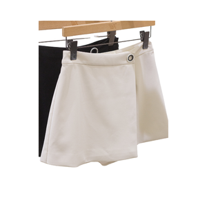 High Fashion EDNA SKORT Quality Vegan Leather <b>Summer</b> Women's Shorts With Faux <b>Skirt</b> Front <b>WHITE</b> ANT Buttons Vietnam Brand - Product Image 1