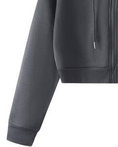 Sudadera con Capucha Corta Personalizada para Mujer, Sudadera de Forro Polar Gris Oscuro, Manga Larga, Ropa Casual de Invierno, Fabricante Mayorista Personalizado OEM - Product Image 5