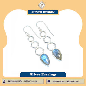 925 argent Dangle naturel Labradorite pierres précieuses argent goutte boucle d'oreille boucles d'oreilles en argent massif fait à la main indien bijoux en gros - Product Image 2