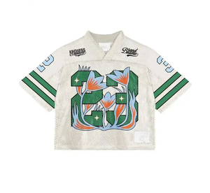 Maillot de football américain rétro oversize 2025 pour homme, coupe carrée, col en V, manches courtes, en tissu jersey respirant et à séchage rapide - Product Image 3
