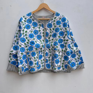 แจ็คเก็ตผ้าฝ้ายบุนวมแบบกลับด้านได้สำหรับผู้หญิงชาวอินเดียใหม่ใส่ได้ทุกฤดูเสื้อแจ็คเก็ตพิมพ์ลายดอกไม้แบบลำลองระบายอากาศได้ดีเยี่ยม - Product Image 1