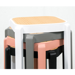 GAK659 Modern Square Ottoman Stackable <b>Portable</b> with Multi-Colored Plastic Legs Rattan Mesh Top for Home Bedroom Warehouse Use - Product Image 6