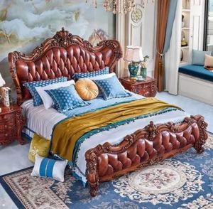 เตียงไม้สักหุ้มเบาะสำหรับเฟอร์นิเจอร์ห้องนอนดีไซน์ทันสมัยงานฝีมือในบ้านอินเดีย - Product Image 2