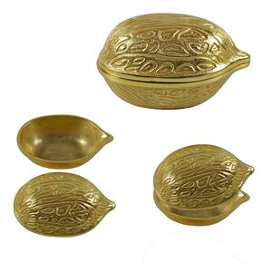 Walnut Shape <b>Bowl</b> Return Gifts Aluminium <b>Metal</b> and Gold Plated Finishing Design Table Ware Manufacturer and Supplier From India - Product Image 4