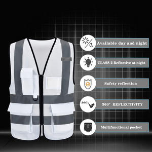 T-shirts de moto bon marché visibles élevés gilet réfléchissant multi-poches personnalisé - Product Image 5