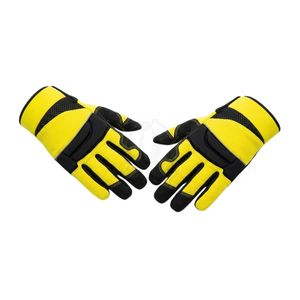 Gants de gardien de but de floorball jaunes et noirs, équipement sportif à fort contraste, protection professionnelle pour gardien de but, paumes rembourrées, vêtements d'entraînement - Product Image 1