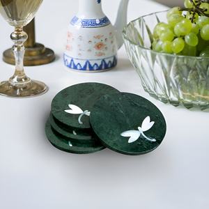 Ensemble de sous-verres en marbre noir et blanc de luxe rehaussez votre espace avec des tapis et des coussinets en marbre vert - Product Image 3