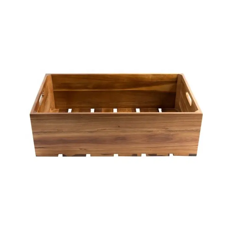 Cesta de madeira multiuso, recipiente para armazenar vegetais e frutas, armação de madeira para decoração caseira