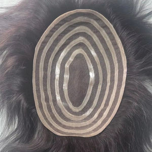 Peluca de Encaje PU para Hombre, Prótesis Capilar de Cabello Remy Indio con Ondas Naturales y Estilos Lacio Rizado, Peso 40-80g - Product Image 1