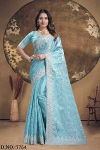 Sari de Alta Costura con Bordado de Lentejuelas y Georgette Sintética para Mujer, Ideal para Fiestas y Festivales, por Fab Zone - Product Image 4