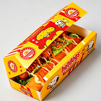 Boîte à hot-dogs personnalisée avec logo, boîte en papier jetable de qualité alimentaire pour les restaurants à emporter, les chariots de nourriture, les services de traiteur