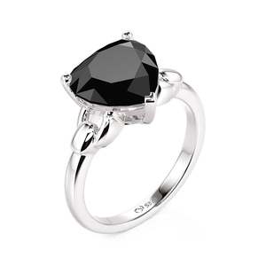 Bague de fiançailles Jeulia Simple Chain Onyx Black Heart Solitaire - Product Image 3