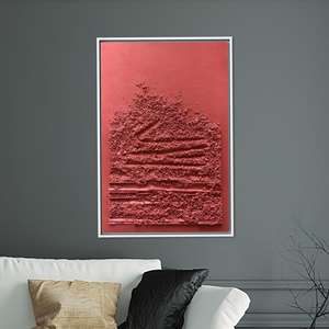 Impression sur toile abstraite rouge terre cuite moderne pour une décoration intérieure élégante, encadrée de blanc - Product Image 1