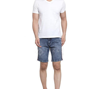 Custom Logo Cotton Men's <b>Jeans</b> Shorts 2025 Solid Color <b>Soft</b> Loose Summer Casual Style with Pockets - Product Image 3