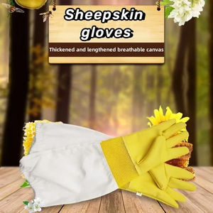 Guantes protectores de piel de oveja para apicultura Kit grueso a prueba de picaduras y transpirable - Product Image 2