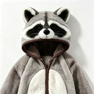 Mono de peluche de mapache personalizado para bebé, pelele de lana con capucha de mapache para bebé, disfraz de animal de mapache para recién nacido. - Product Image 4