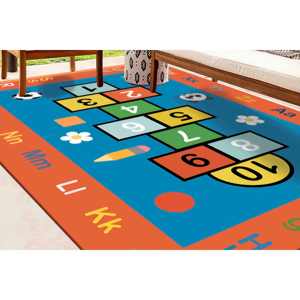 Tapis imprimé : Tapis alphabet, tapis hopscotch, tapis pour enfants, tapis antidérapant, tapis à poils doux - Product Image 1