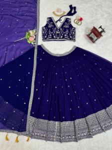 Georgette lehenga choli อินเดียอินเดียกับ dupatta ที่มีคุณภาพชั้นนำที่น่าสนใจ - Product Image 3