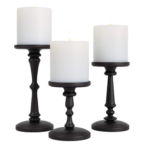 High Quality <b>Metal</b> <b>Candle</b> <b>Holder</b> Stand <b>Black</b> Powder Coat Finishing Decorative Lighting for Handmade Home & Outdoor Set of 3 - Product Image 2
