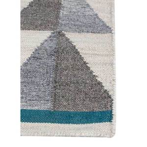 พรมลายเรขาคณิตอินดัสบาร์สีเทาและสีดำ ทอแบบแบน ทำจากขนสัตว์และวิสโคส สำหรับบ้าน รุ่น ADWV-13042 - Product Image 4