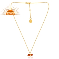 Collier pendentif en cornaline naturelle plaqué or 18 carats, dernier modèle fabriqué à la main, fabricant de bijoux fins Demi