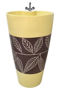 Lavabo de baño Pedestal de mano Diseño redondo Lavado de mano Lavabo de pedestal negro - Product Image 2