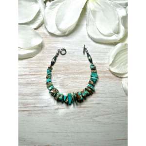 Ethnic Style Navajo Made #8 Turquoise & Sterling <b>Silver</b> Link <b>Bracelet</b> - Product Image 1