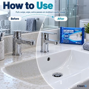 Salviette Detergenti per Bagno 40 Pezzi, Salviette Usa e Getta agli Agrumi per Rimuovere Residui di Sapone e Macchie d'Acqua su Lavabi, Rubinetti, Vetri Doccia, WC - Ingrosso - Product Image 4