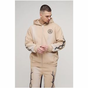 Oversized 100% Cotton Pullover Hoodie for Men Drop Shoulder Design High Quality 3D Embroidery Solid Available <b>Large</b> Sizes Winter - Product Image 4