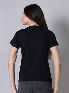 Berry Blues Ladies Basic Premium Camiseta de media manga elástica-Negro Verano Tela de lona ODM Tallas grandes Camisetas de mujer - Product Image 6